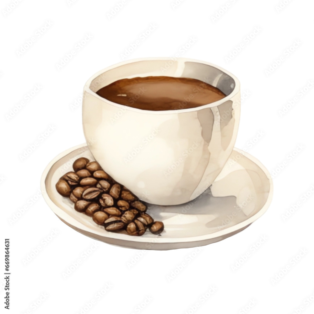 Coffee and coffee bean watercolors, Latte, cappuccino, mocha, espresso, arabica Coffee and coffee bean watercolors, Latte, cappuccino, mocha, espresso, arabica