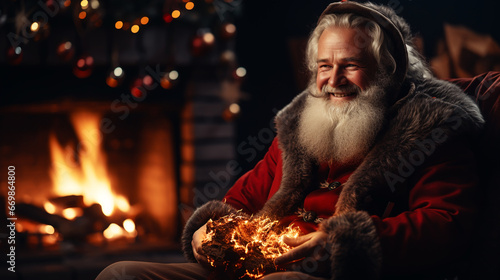 Portrait of handsome old santa hipster