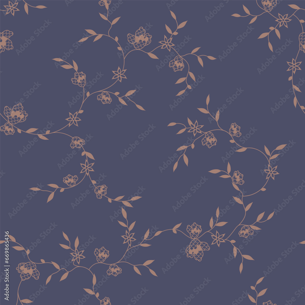 seamless pattern of flowers, branches and leaves seamless pattern of flowers, branches and leaves