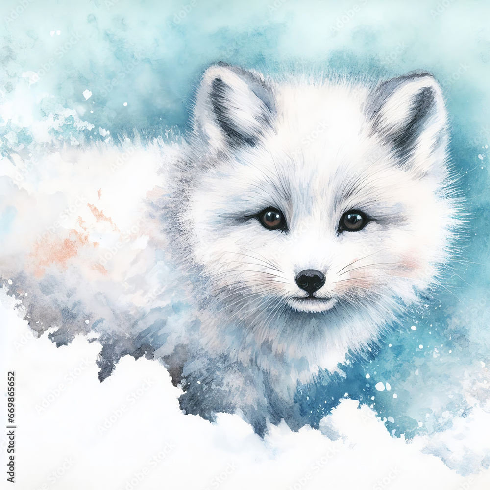 Obraz premium A Watercolor Arctic Fox