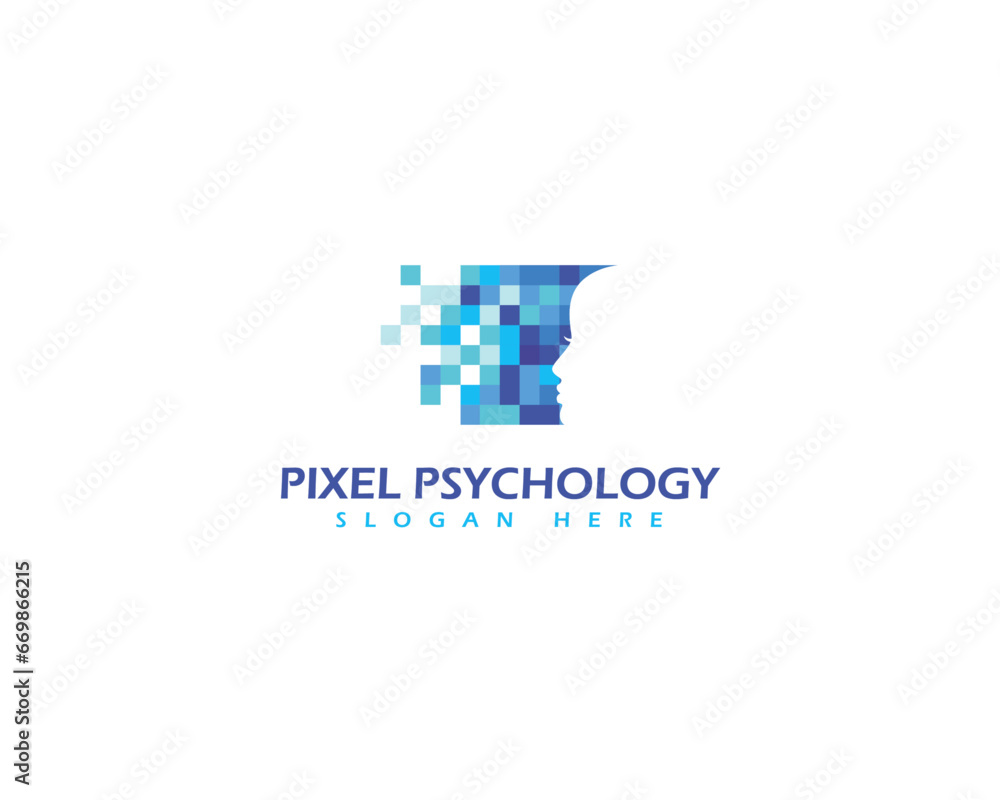 Psychology Pixel Technology logo design vector template. Psychology Pixel Technology logo design vector template.