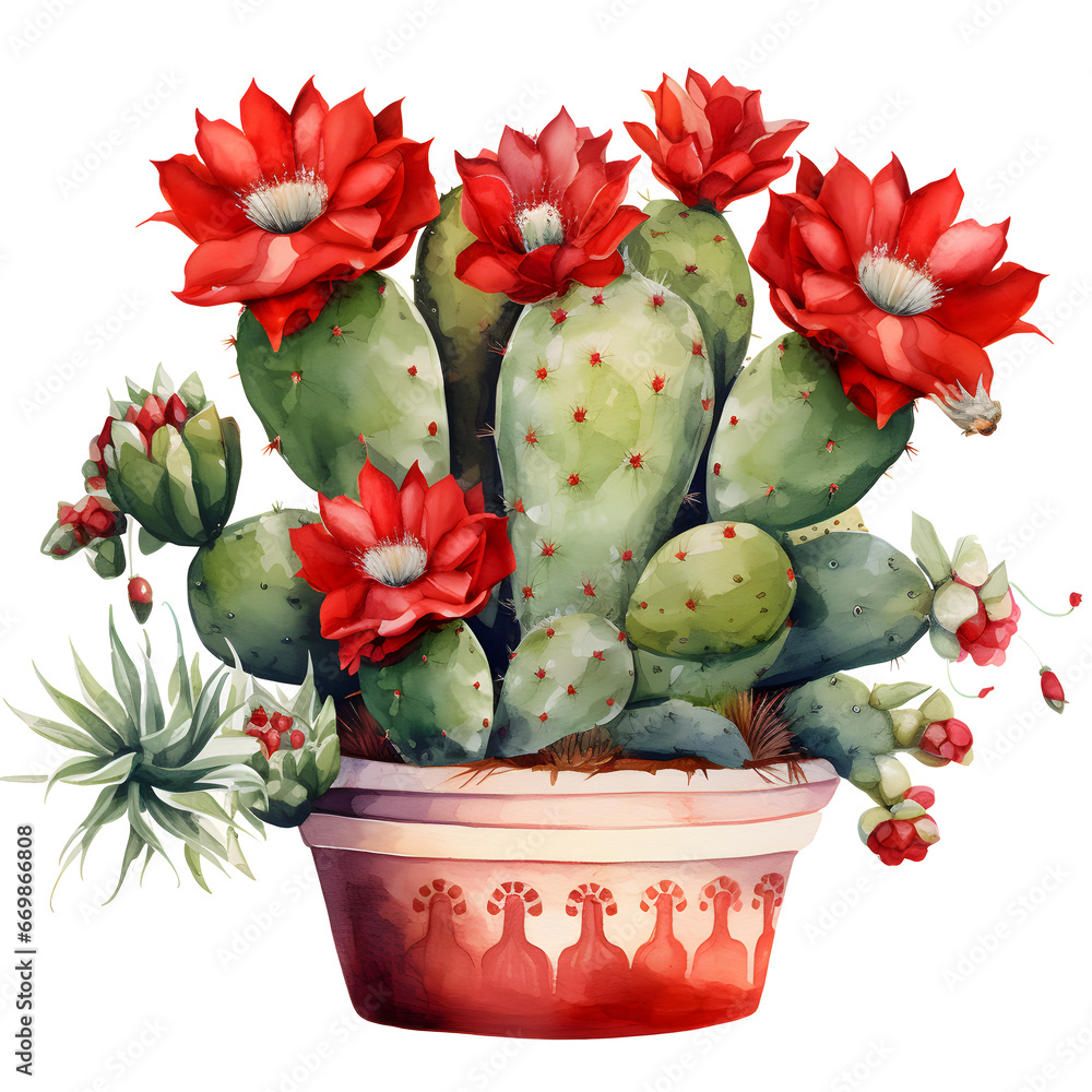 Watercolor cactus isolated png