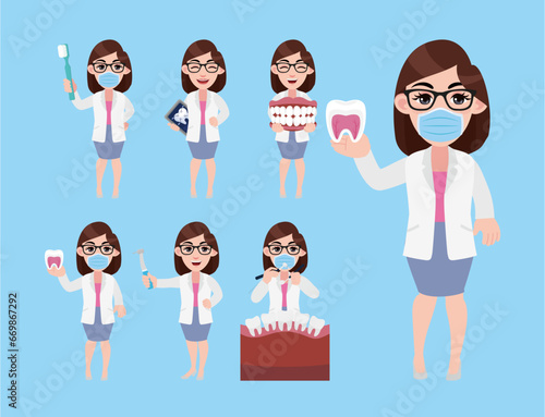 Dentist character and dental care concept