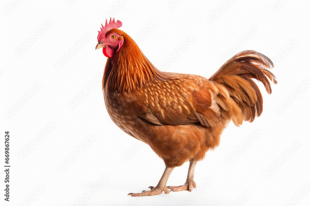 Fototapeta premium Hen on white background