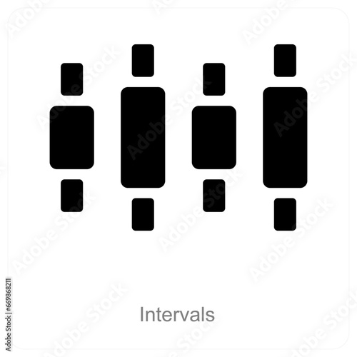 Intervals and diagram icon concept