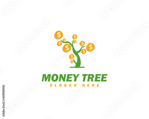 Money tree logo design vector template.