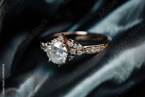 A luxury wedding ring with beautiful big diamond head. photo