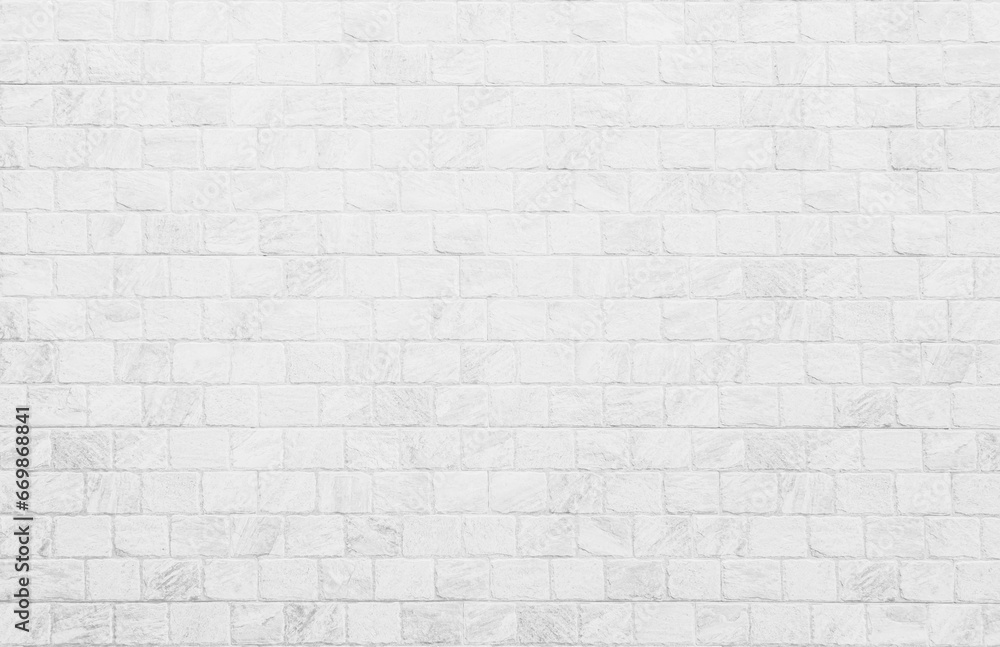 White grunge brick wall texture background for stone tile block in grey ...
