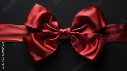 greeting card with realistic red bow on a black background