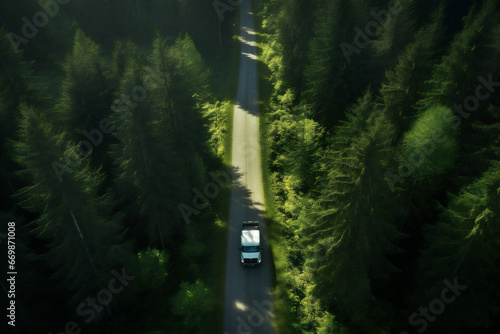 Travel nature forest landscape aerial view green trees transportation road