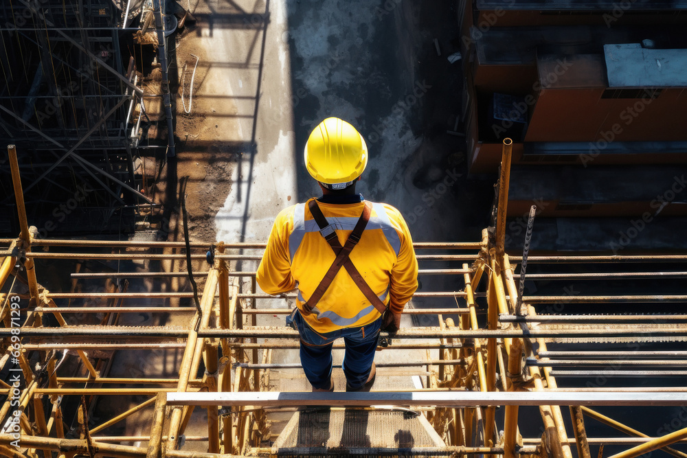 A man who working on high wearing safety helmet A man who working on high wearing safety helmet