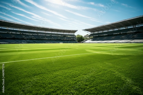 Green Lawn in the soccer stadium