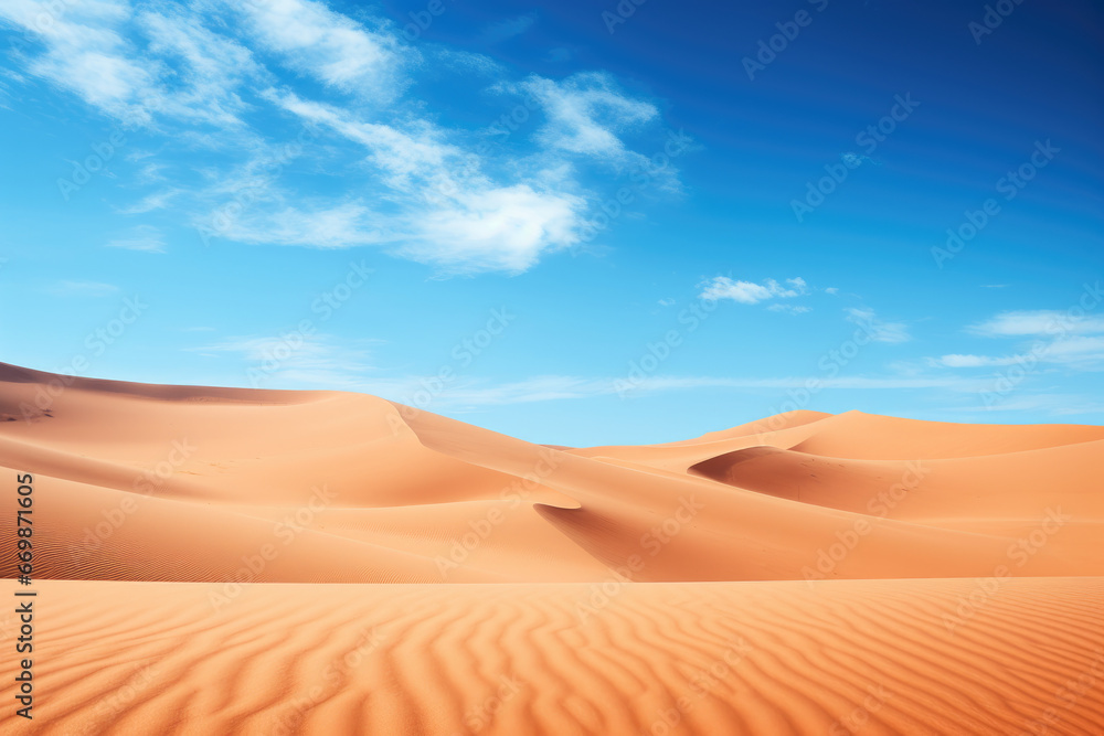 Breathtaking panorama of endless sand dunes in the majestic desert landscape