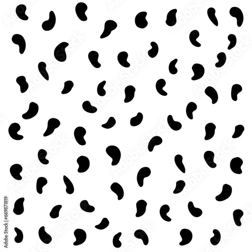 Pattern of black shapes like commas on a white background photo