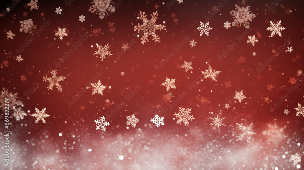 Snow red background. Christmas snowy winter design. White falling snowflakes, abstract landscape. Cold weather effect. Snow red background. Christmas snowy winter design. White falling snowflakes, abstract landscape. Cold weather effect.
