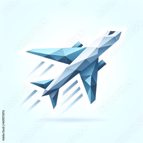 Modern Geometric Polygonal Origami Plane Illustration - Concept of Aviation, Minimalist Design, Abstract Art, and Contemporary Graphics