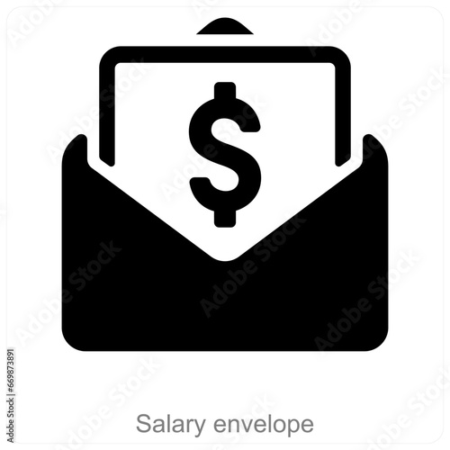 Salary Envelope and increment icon concept