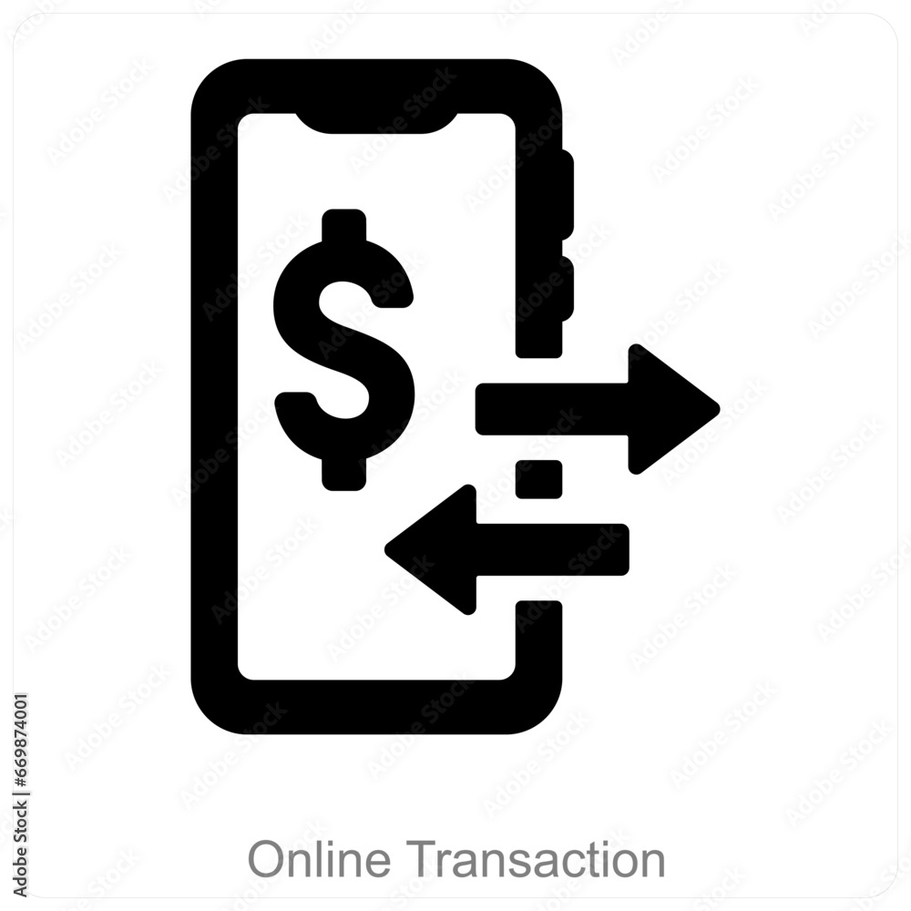 Online Transaction and online money icon concept Online Transaction and online money icon concept