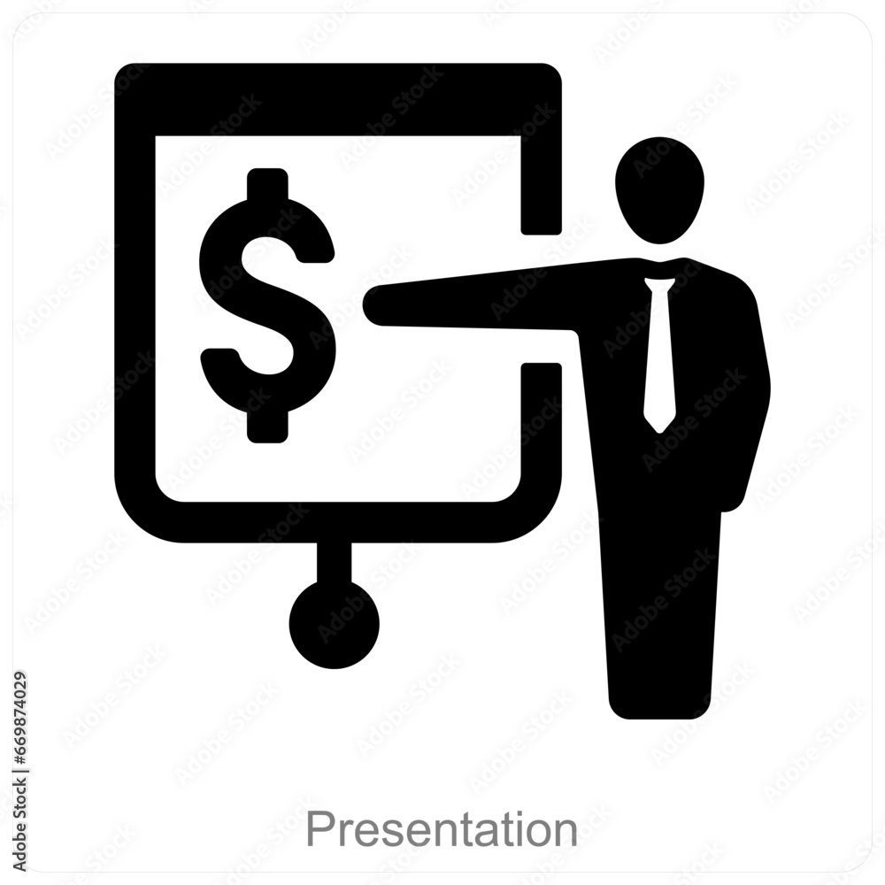 Presentation and finance icon concept Presentation and finance icon concept