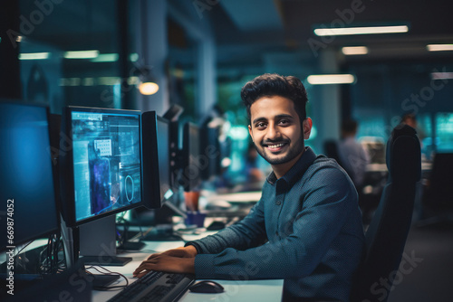 Young indian male programmer or software developer