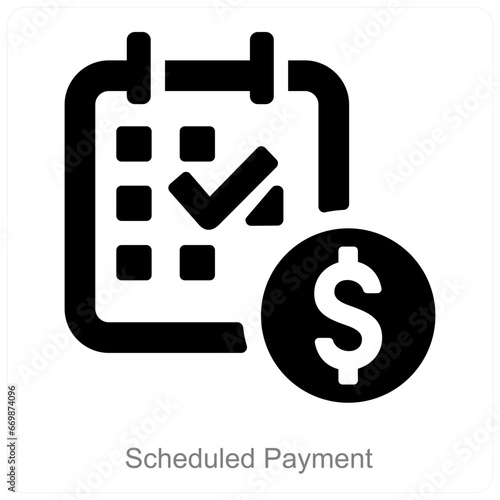 Scheduled Payment and calendar icon concept
