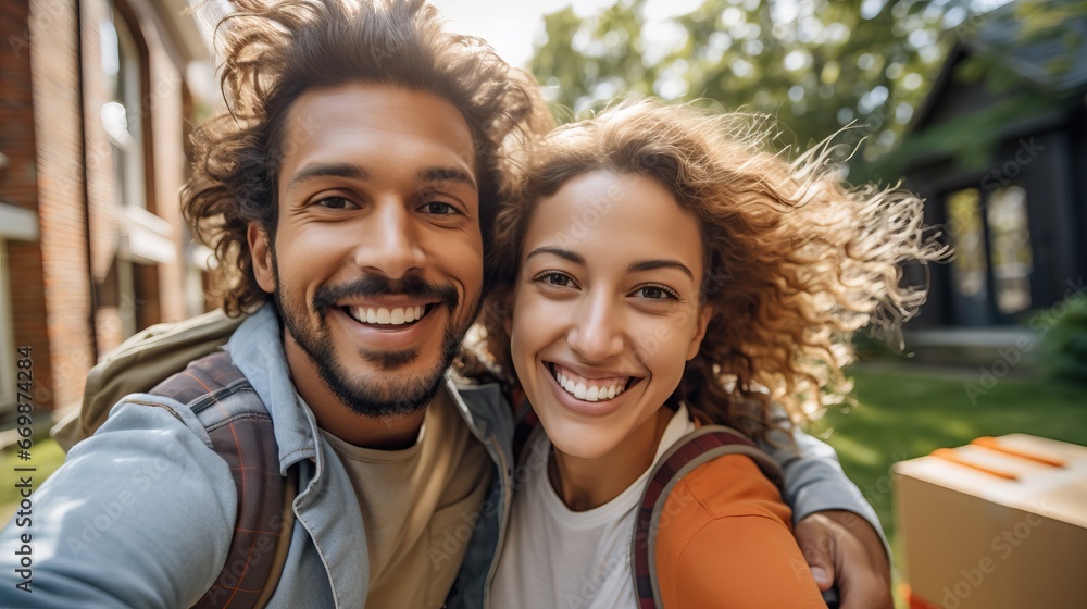 Happy couple starting a life together, generative ai Happy couple starting a life together, generative ai