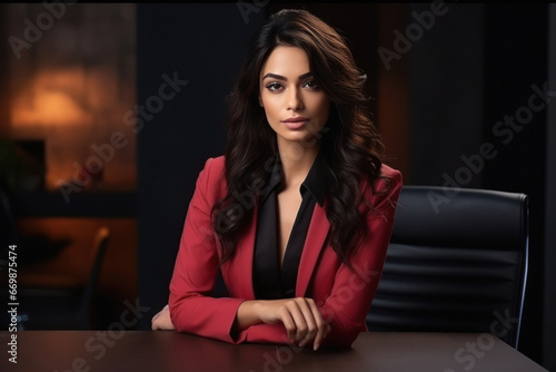 businesswoman sitting at his office