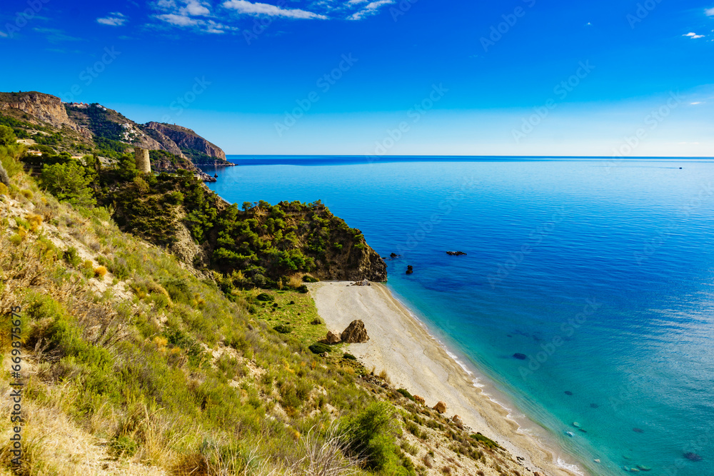 Coast landscape, cliffs in Andalusia Spain
