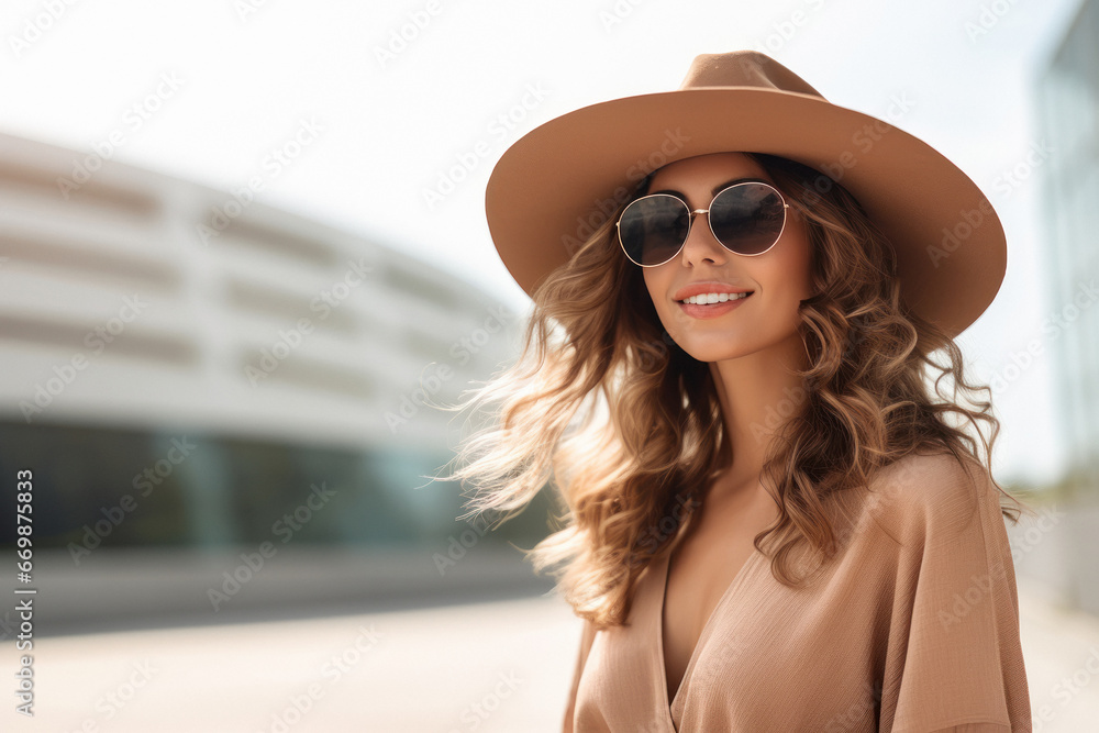 Beautiful woman wearing sunglasses and hat. Beautiful woman wearing sunglasses and hat.