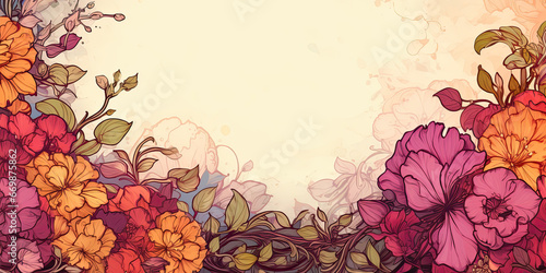 Flower floral plant background banner backdrop wide panoramic flowers design, generated ai 