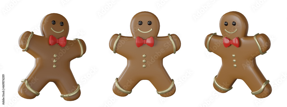 3D Holiday Gingerbread Man Cookie in Shape of Man with Colored Icing. Happy New Year Decoration. Merry Christmas and Xmas Celebration. cartoon illustration rendering. transparent background. 3D Holiday Gingerbread Man Cookie in Shape of Man with Colored Icing. Happy New Year Decoration. Merry Christmas and Xmas Celebration. cartoon illustration rendering. transparent background.
