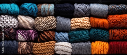 Wool items like socks and mittens depicted photo