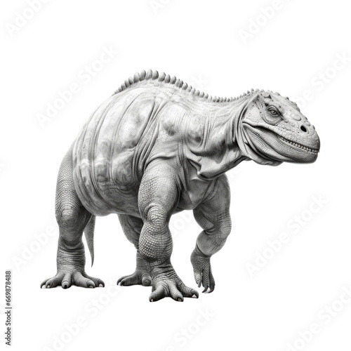 Realistic Iguanodon Illustration, on transparent background.
