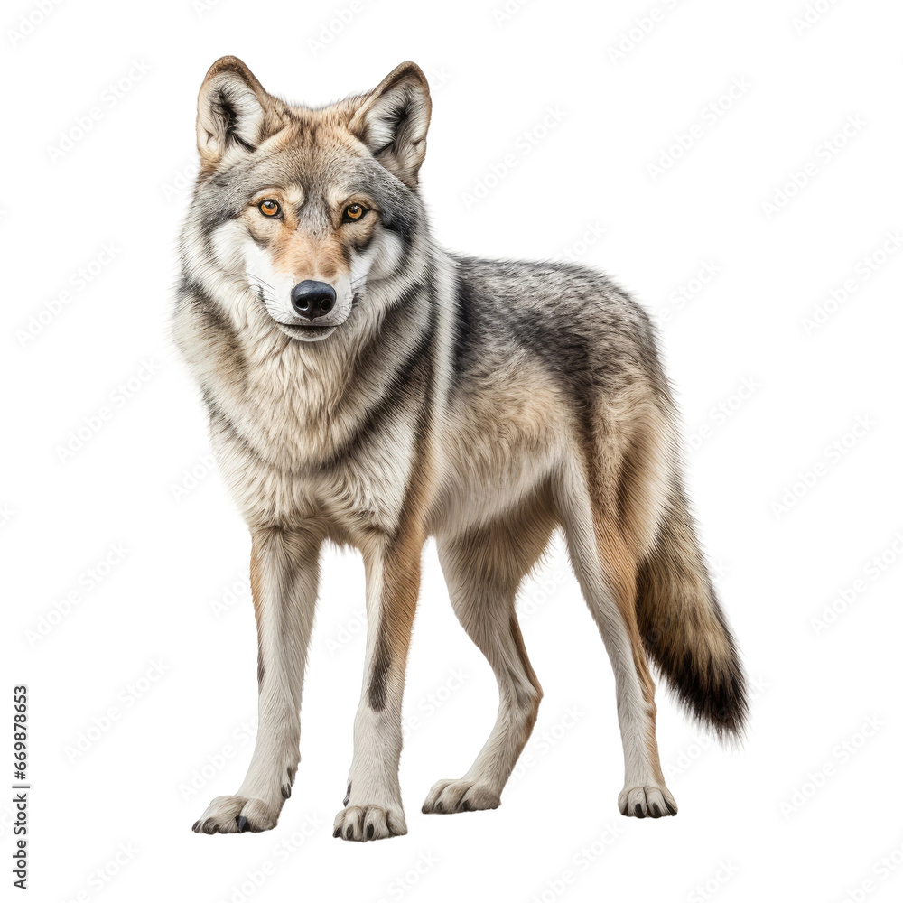 Japanese Honshu Wolf, on transparent background.