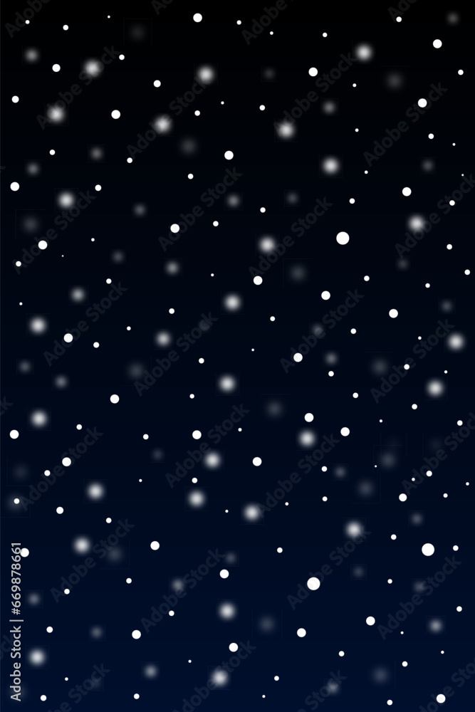 Background is rectangular vertical with falling white snow in sky with dark blue transition
