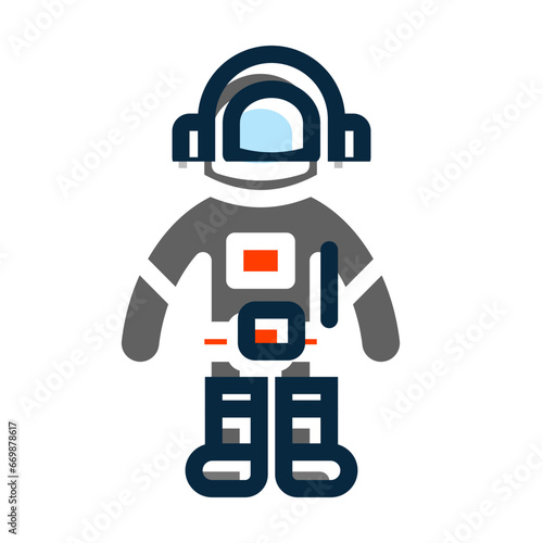 Astronaut Spacesuit Vector Thick Line Filled Colors Icon Design Vector Thick Line Filled Colors Icon Design