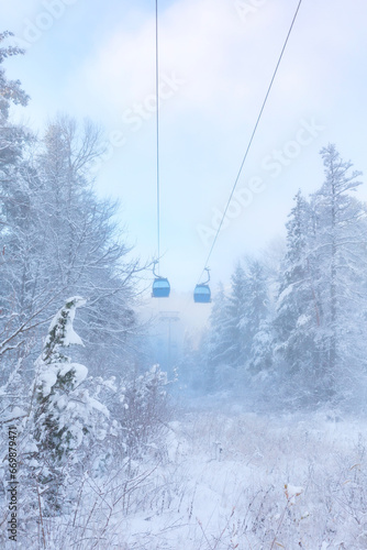 Ski resort Bansko, Bulgaria, gondola cable car