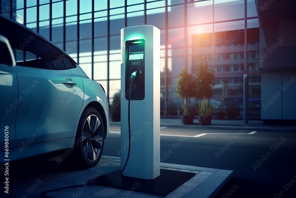 Electric Vehicle Charging Station On Road, EV Charger Electric Vehicle Charging Station On Road, EV Charger