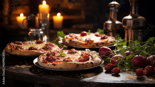 pizza is cooked in a wood-fired oven.