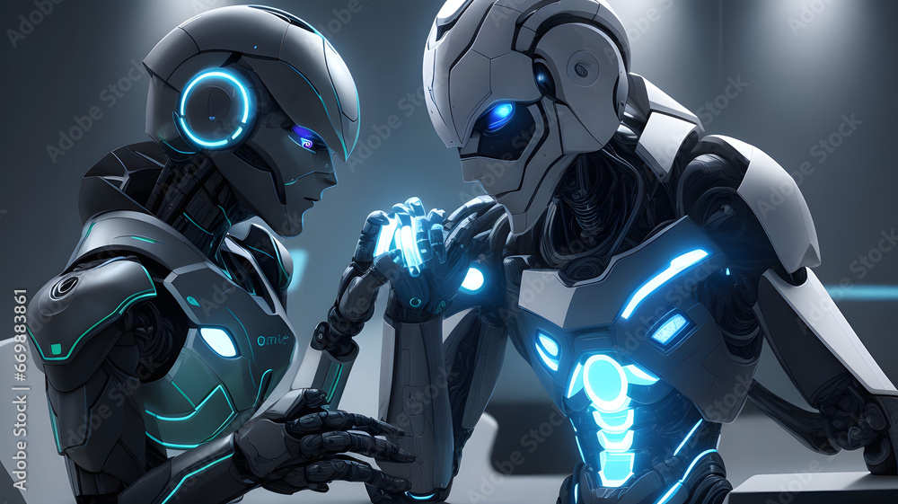 Innovation in Robotics, robotic arm working alongside a human technician, Generated AI Innovation in Robotics, robotic arm working alongside a human technician, Generated AI