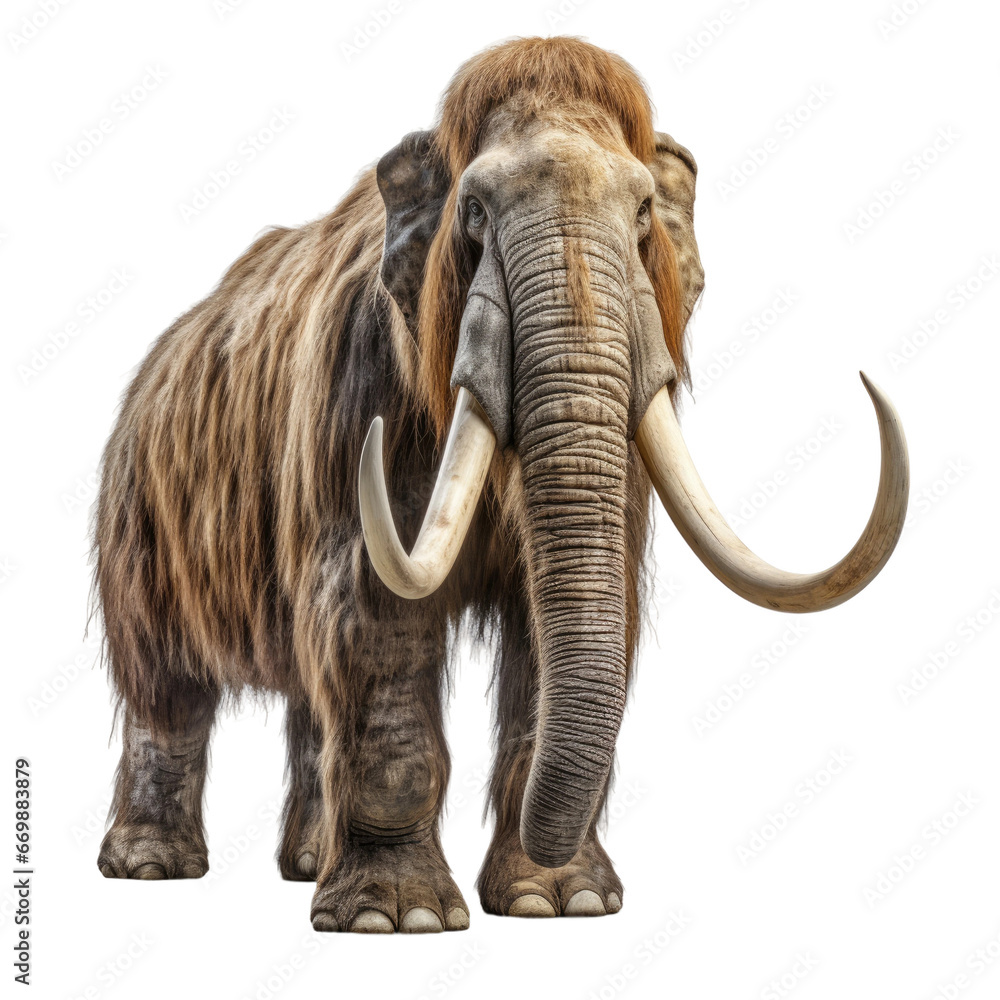 Realistic Mammoth, on transparent background.