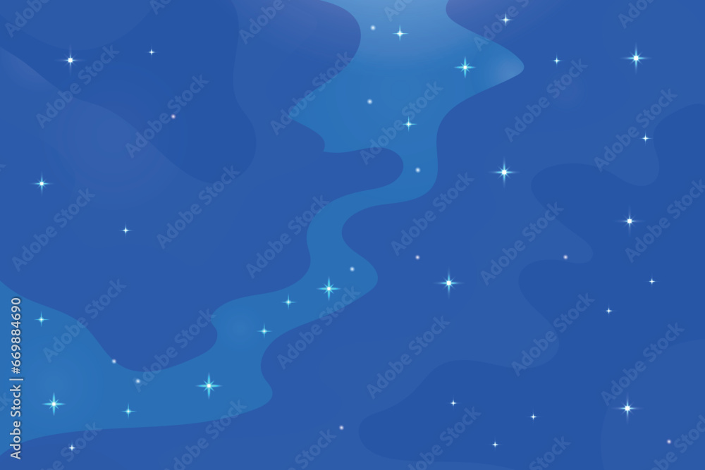 Fototapeta premium Vector winter background. Cute flat template with stars in the winter sky.