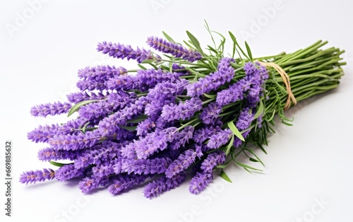 Fragrant Purple Blooms with White Background photo