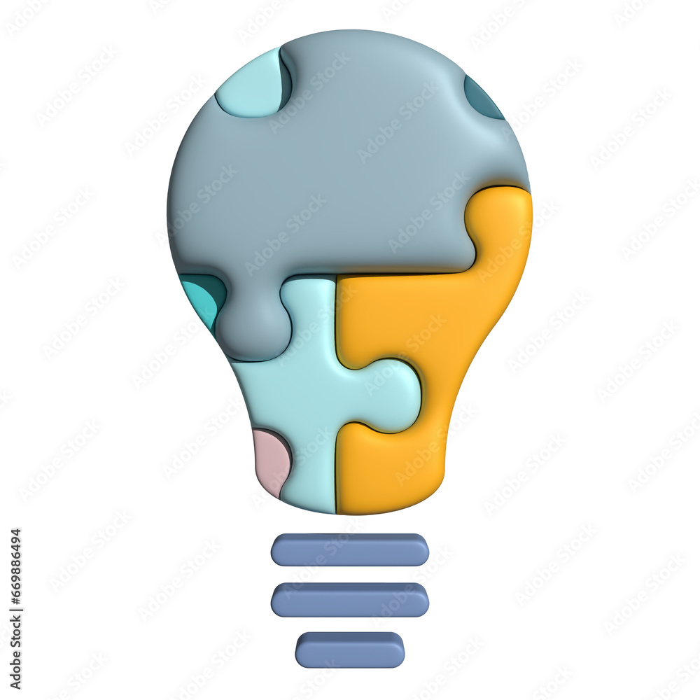 3d illustration of piece jigsaw bulb idea icon business concept 3d illustration of piece jigsaw bulb idea icon business concept