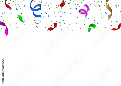 Banner with party confetti on transparent background.