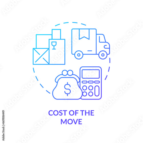 2D cost of the move gradient icon representing moving service, simple isolated vector, thin line illustration.