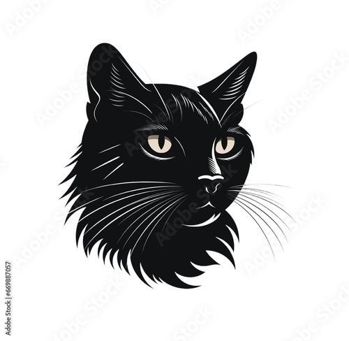 black cat logo. Generative AI, png image.