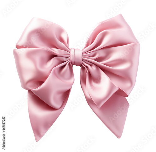 pink silk bow. Generative AI, png image.