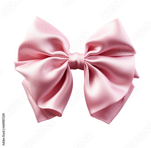 pink silk bow. Generative AI, png image.