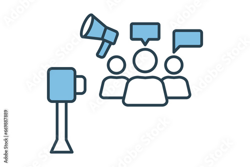Influencer marketing icon. icon related to marketing. Flat line icon style. Simple vector design editable